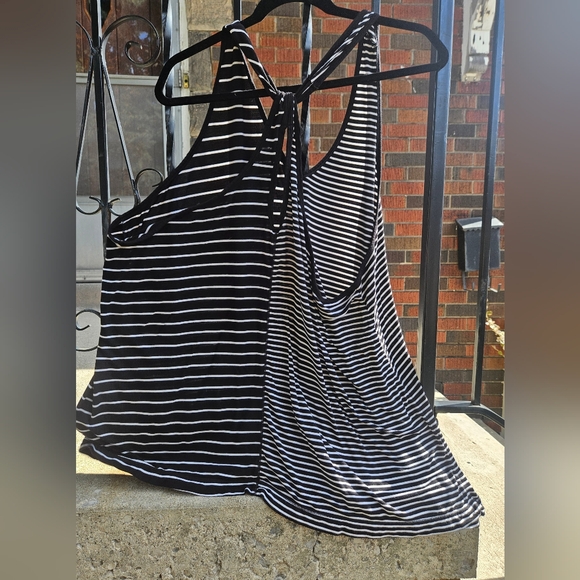 Activezone Black and White Striped Tank - Picture 2 of 5